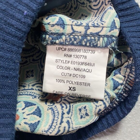 ABOUT A GIRL Jacket Lightweight Zip Floral Geometric Long Sleeve Womens XS Blue - Picture 11 of 12